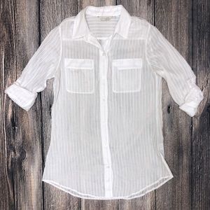 Anthropologie Tylho S Shirt Blouse Sheer Collar